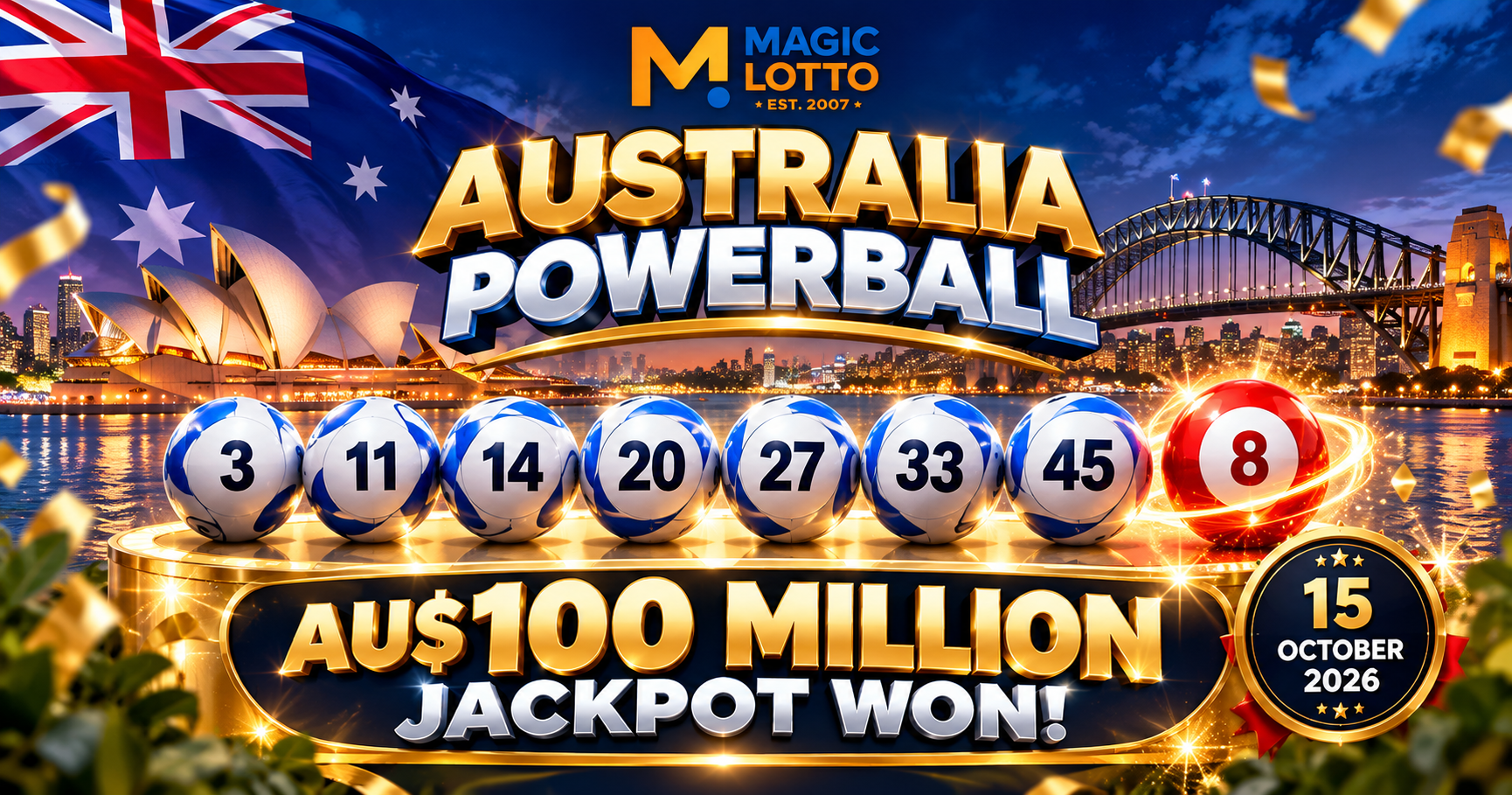 Australia Powerball AU$100 Million Winner: October 2026 Results & Odds